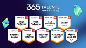 365Talents earned 3 new G2 badges in the Sprinf 2026 report